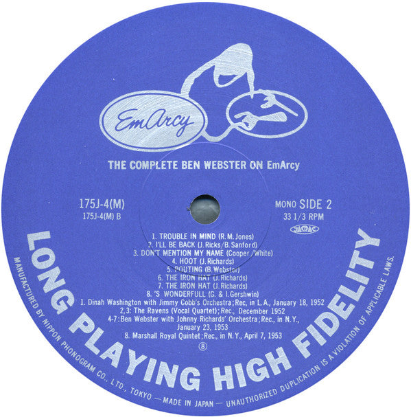 The Big Tenor: The Complete Ben Webster On EmArcy