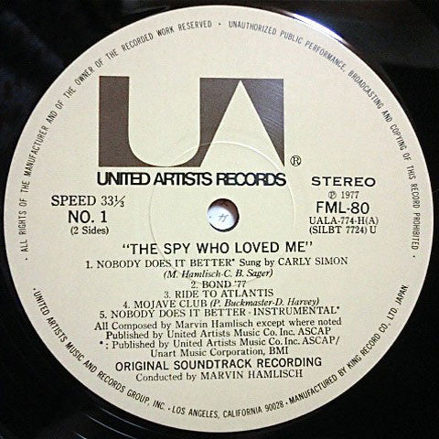 007 私を愛したスパイ = The Spy Who Loved Me (Original Motion Picture Score)
