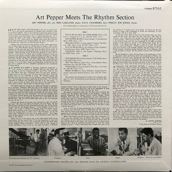 Art Pepper Meets The Rhythm Section
