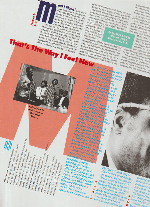 That's The Way I Feel Now - A Tribute To Thelonious Monk