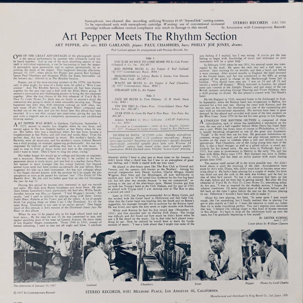 Art Pepper Meets The Rhythm Section