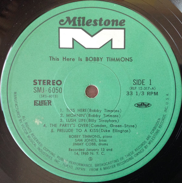 This Here Is Bobby Timmons = ジス・ヒア・イズ・ボビー・ティモンズ