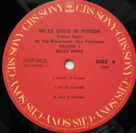 In Person, Friday Night At The Blackhawk, San Francisco, Volume I