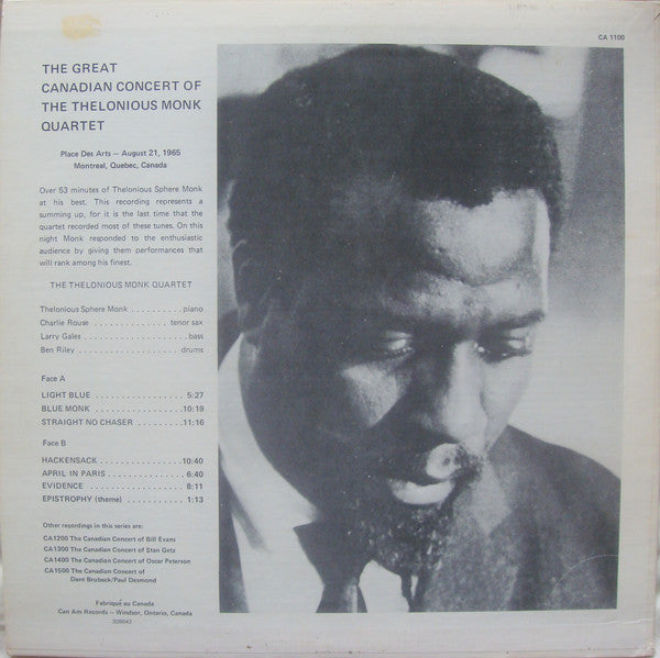 The Canadian Concert  Of Thelonious Monk