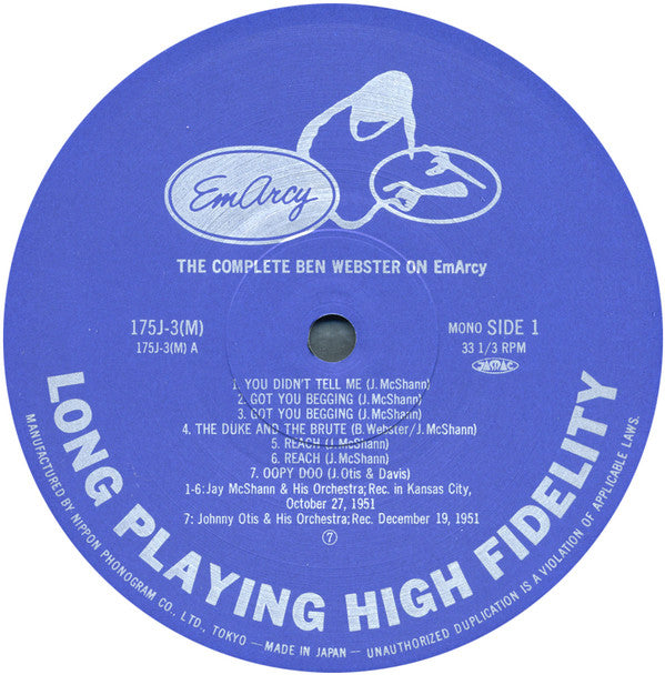 The Big Tenor: The Complete Ben Webster On EmArcy