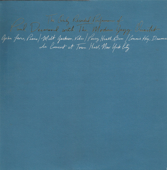 The Only Recorded Performance Of Paul Desmond With The Modern Jazz Quartet