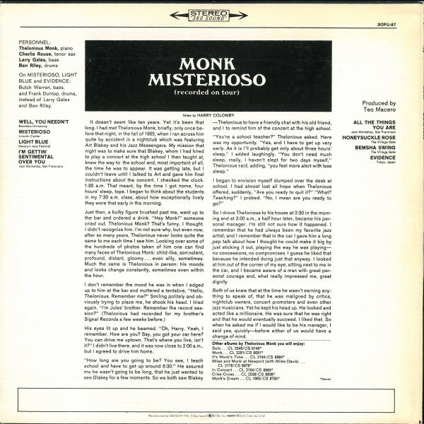 Misterioso (Recorded On Tour)