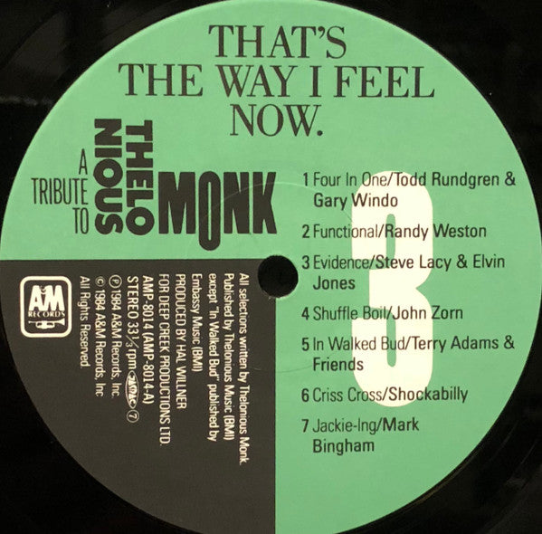 That's The Way I Feel Now - A Tribute To Thelonious Monk