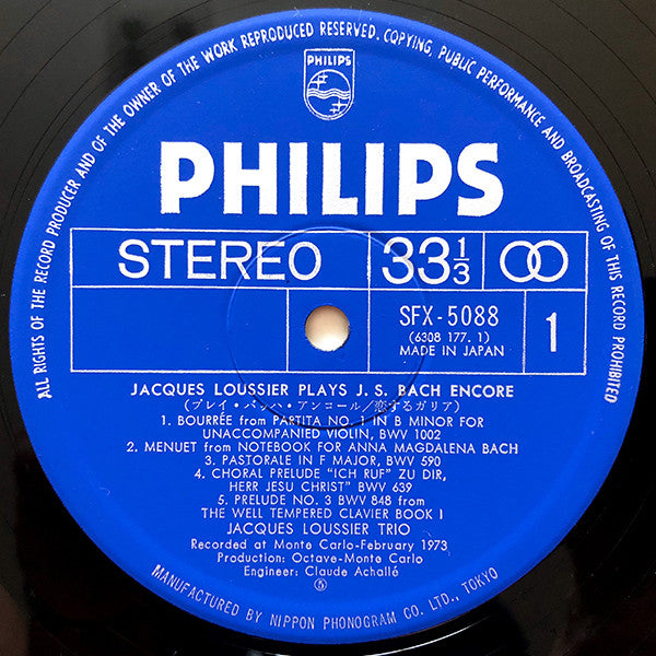 Jacques Loussier Plays J.S.Bach Encore
